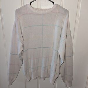 Vintage Knit Sweater with Pastel Pinstripe
